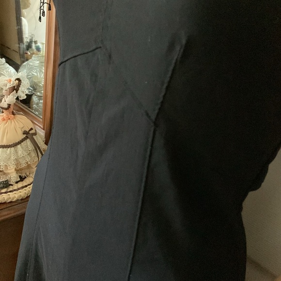 Vtg 90s black backless halter Empire stretch flare jumpsuit onesie pantsuit S M - Picture 3 of 13